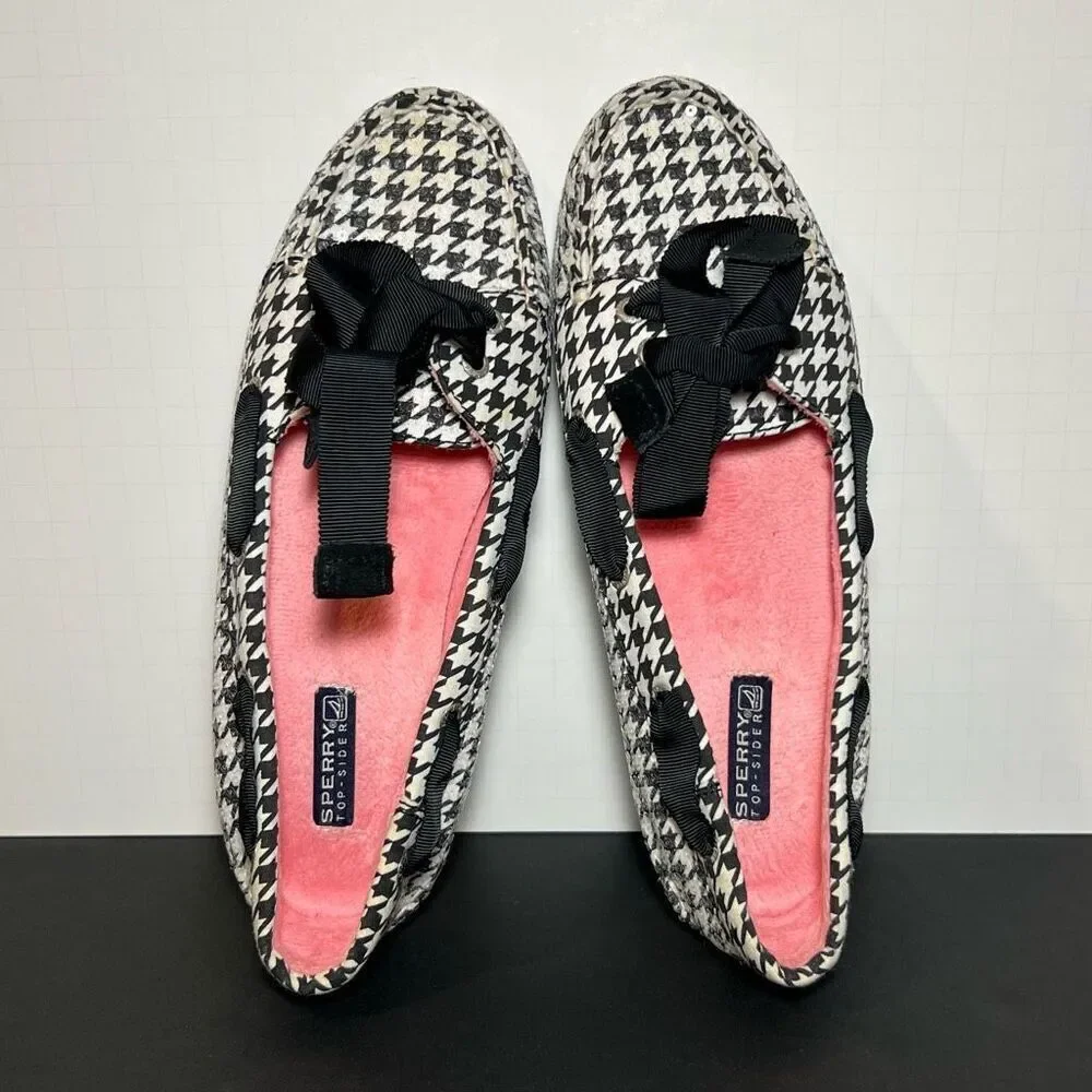 Womens SPERRY TOP SIDER Skiff Sequin Houndstooth Loafers / Size 8.5 Medium
